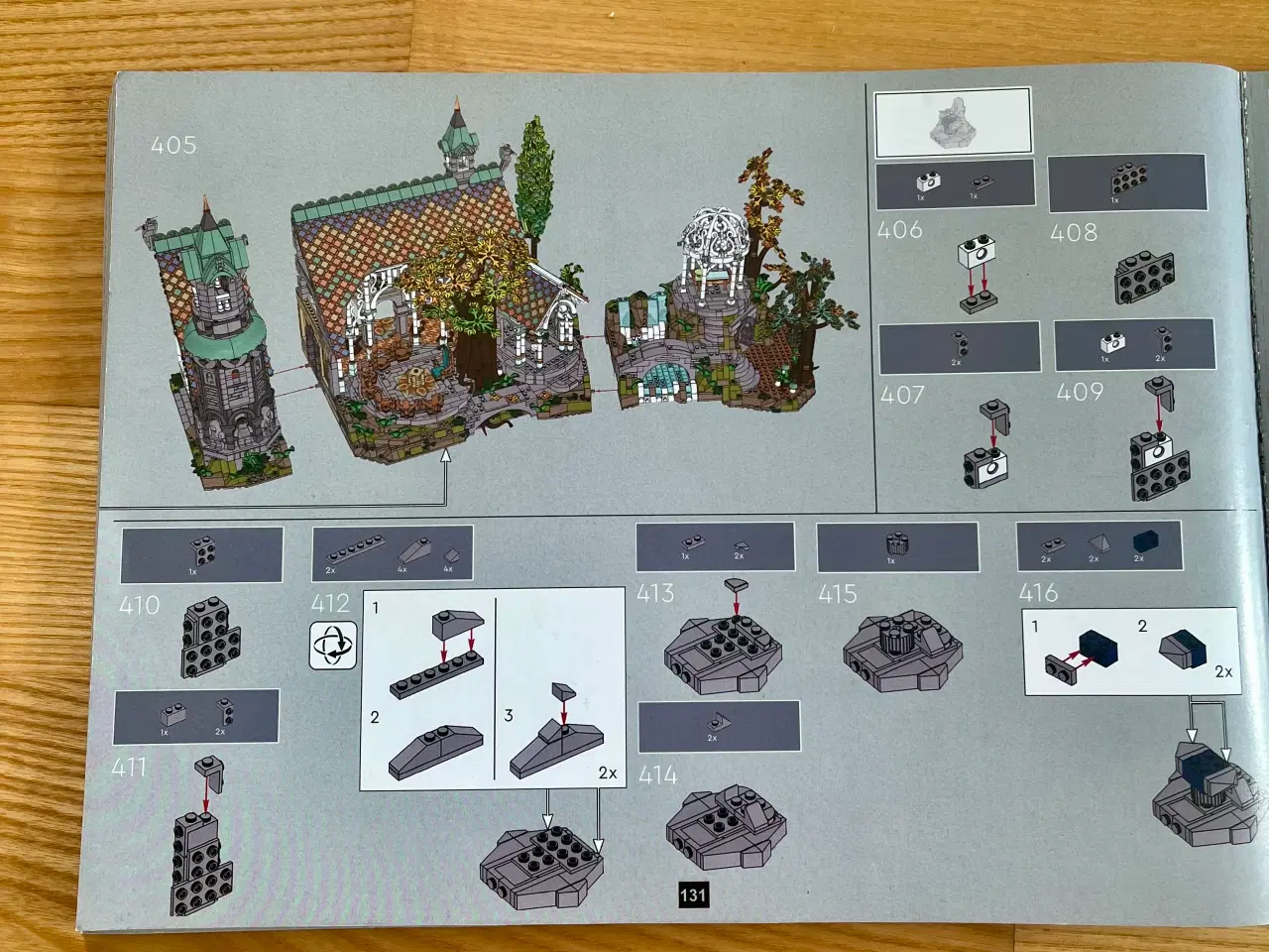 Billede 7 - Stor byggeklods-model af Rivendell inkl. lys sæt