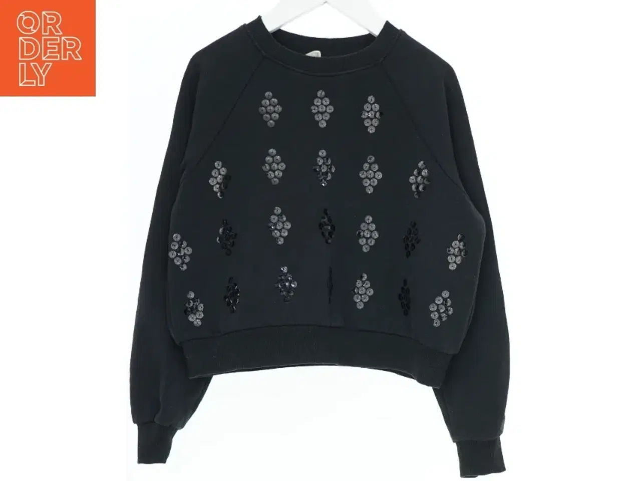 Billede 1 - Sort sweatshirt med pailletter fra H&M (str. 140)