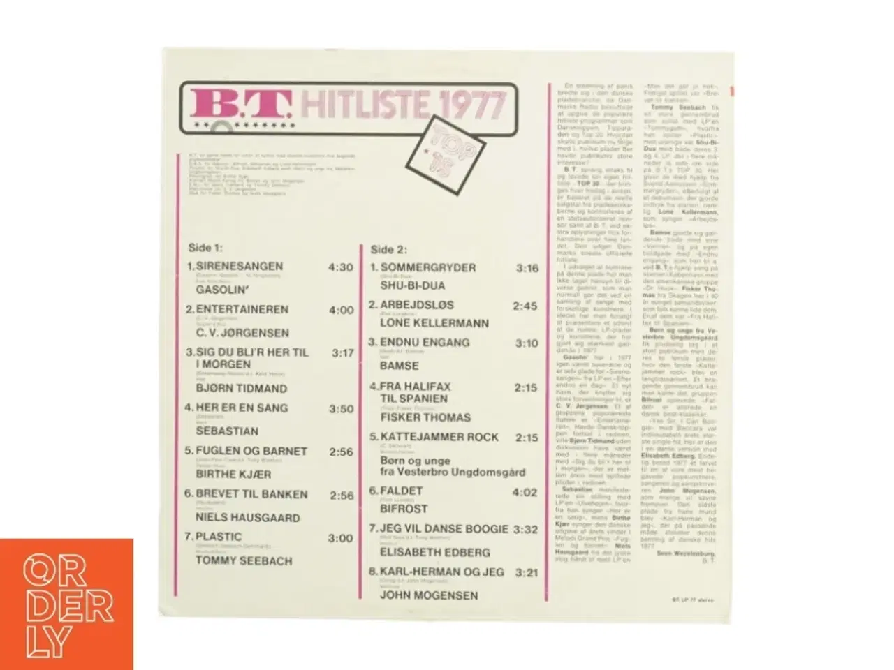 Billede 2 - BT Hitliste 1977 LP