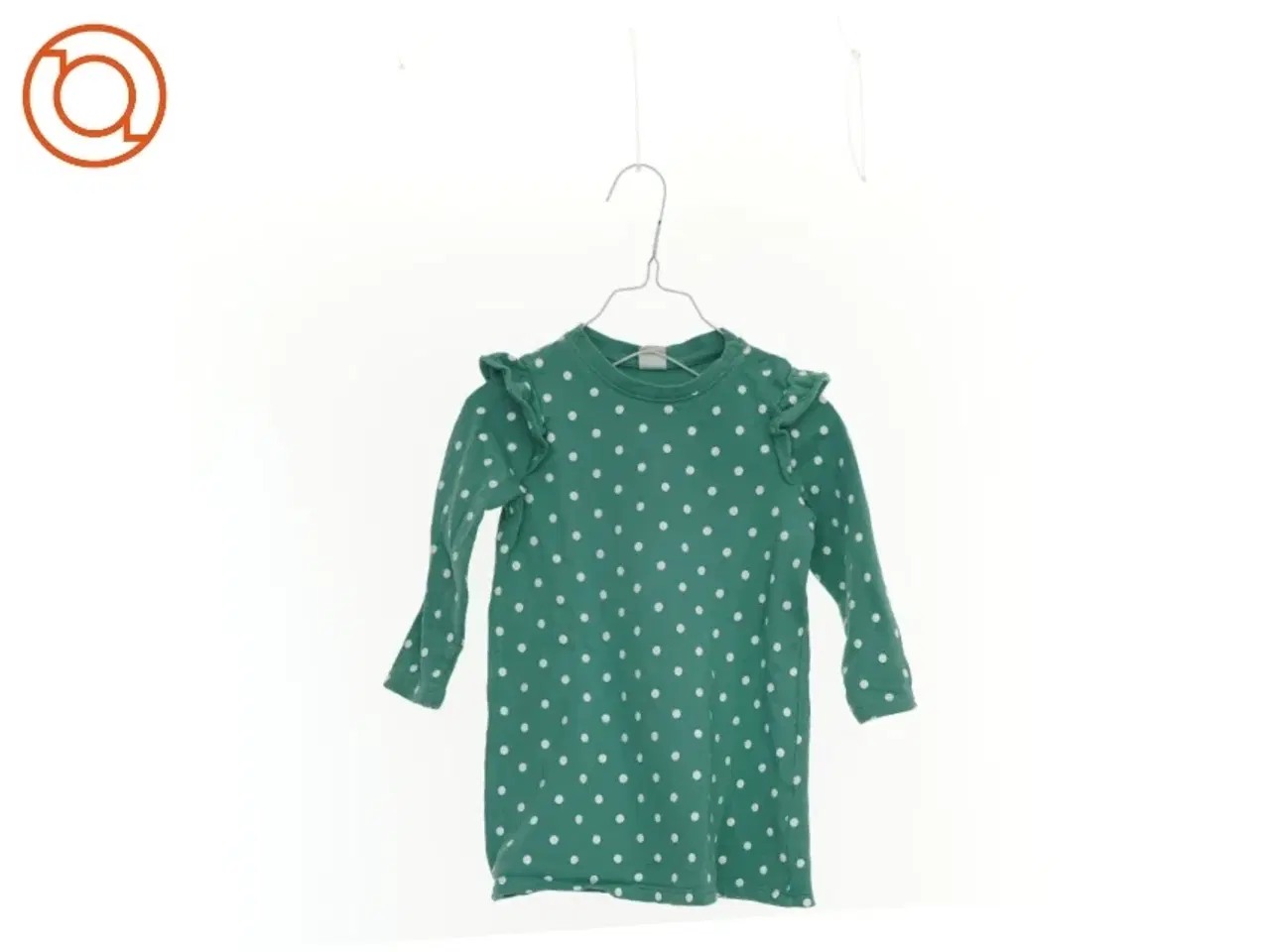 Billede 2 - Grøn prikket kjole med længe ærmer og flæser, H&M (str. 92)