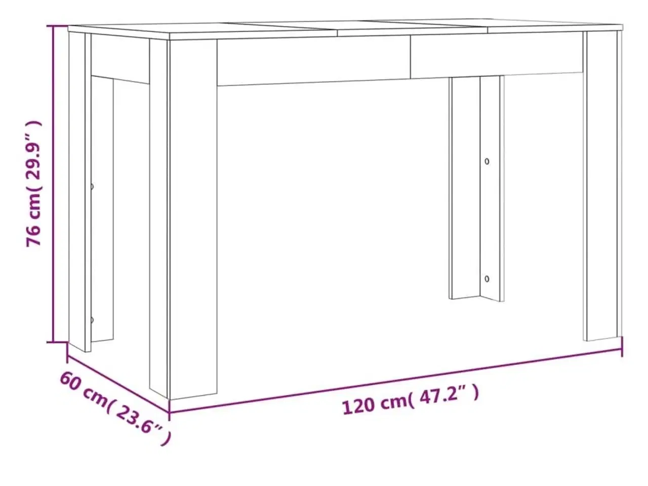 Billede 7 - Spisebord 120x60x76 cm konstrueret træ røget egetræsfarve