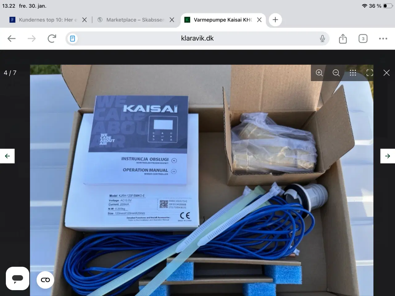 Billede 3 - 14 KW Kaisai Varmepumpe Står. På Nordfyn……