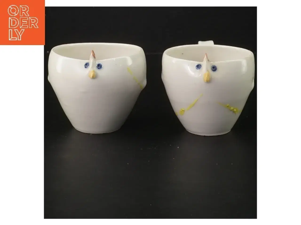 Billede 1 - Keramik kopper med ansigt (str. 8 og 7 cm) fra keramiker