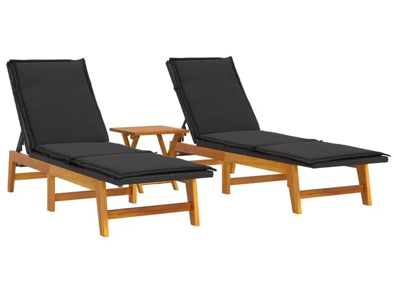 Billede 3 - Loungesæt til haven 3 dele polyrattan og massivt akacietræ