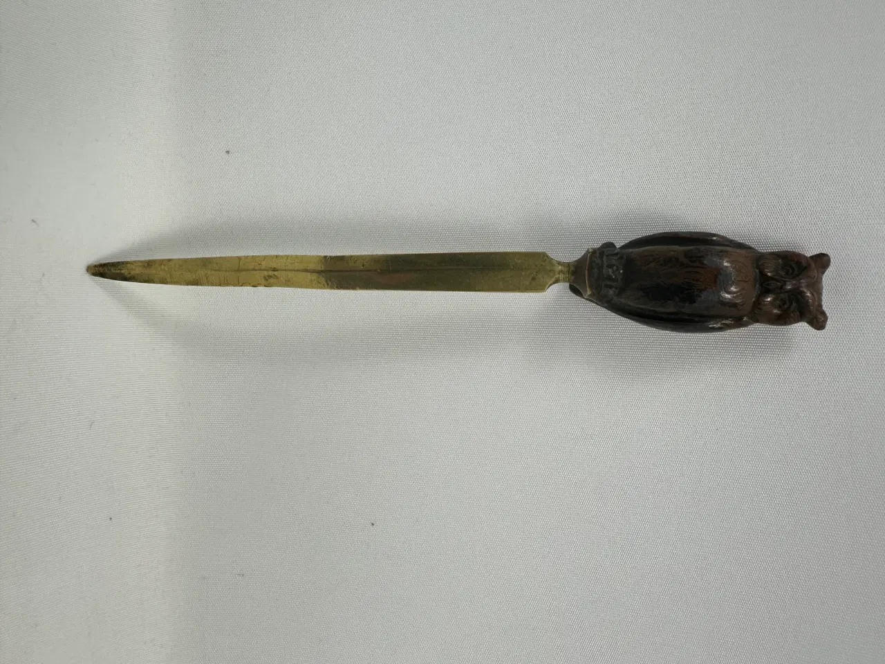 Billede 1 - Vintage brevåbner / brevkniv i messing m. ugle