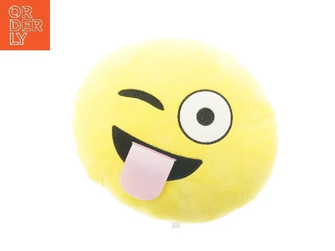 Billede 1 - Gul plyspude, smiley (str. 32 x 27 cm)