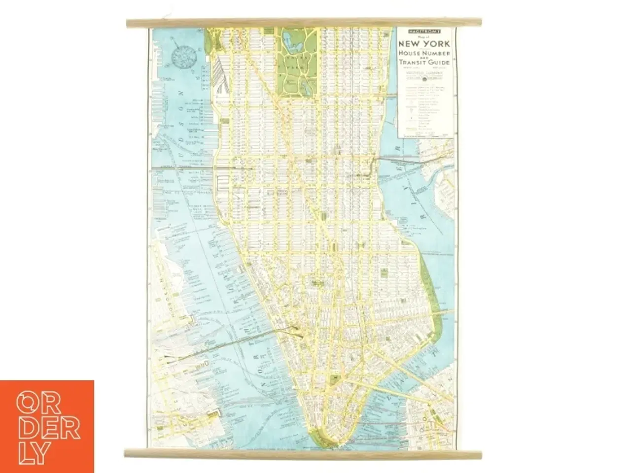 Billede 1 - Vintage New York city map chart fra Cavallini And Co (str. 51x71 cm.)