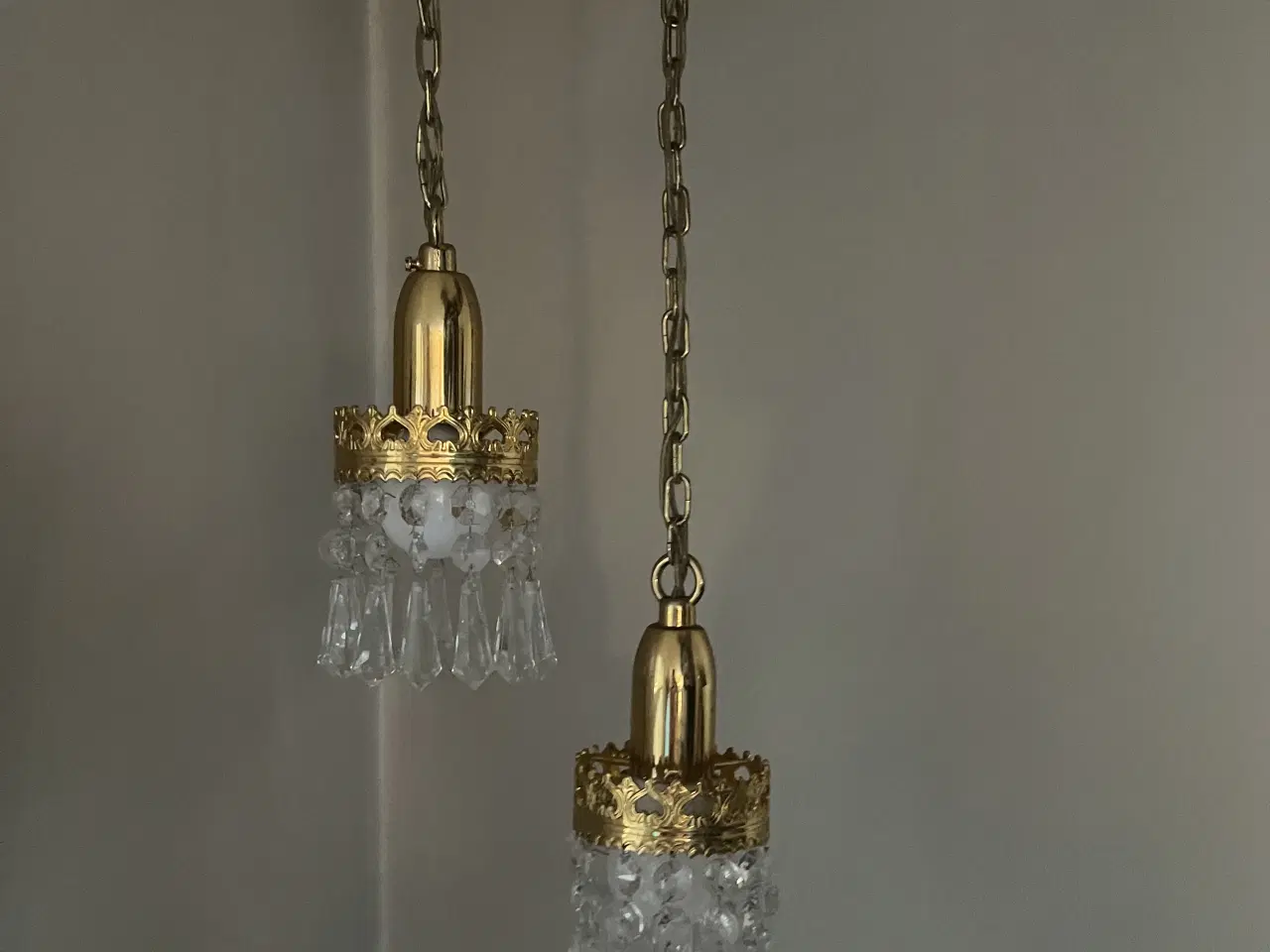 Billede 2 - Smukke vintage messing lamper med prismer 