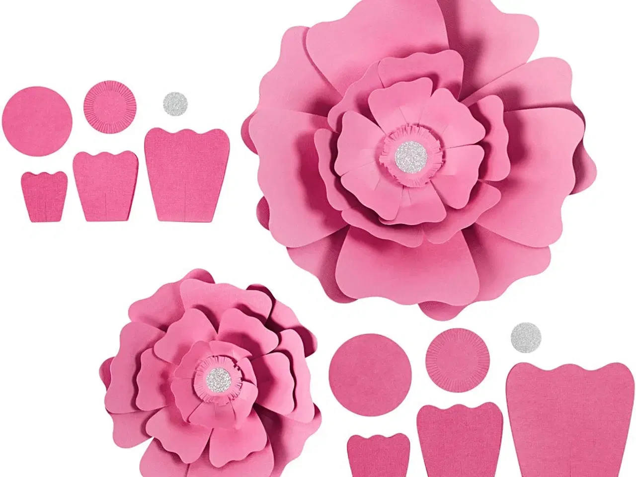 Billede 1 - Papirblomster, diam. 15+25 cm, 230 g, lyserød, 2stk./ 1 pk.