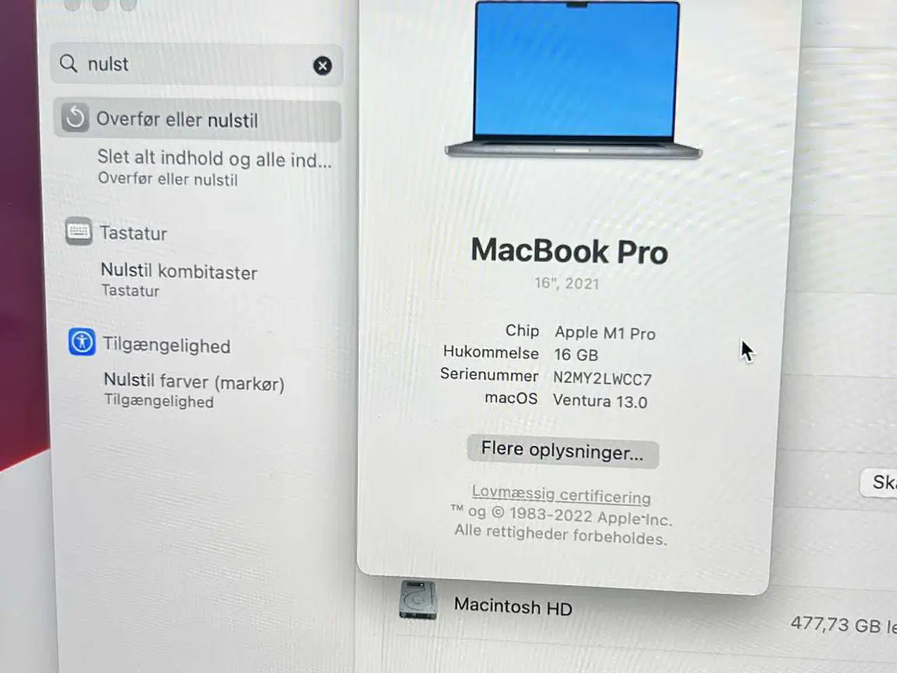 Billede 8 - Apple MacBook Pro 16" M1 Pro – 2021 – 512GB SSD / 