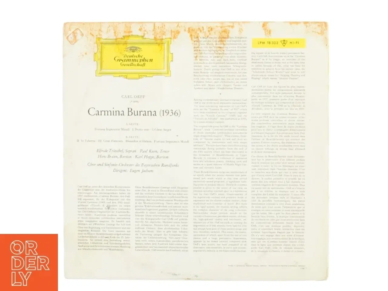 Billede 2 - Carl Orff, carmina burana fra Detsche Grammophon (str. 30 cm)