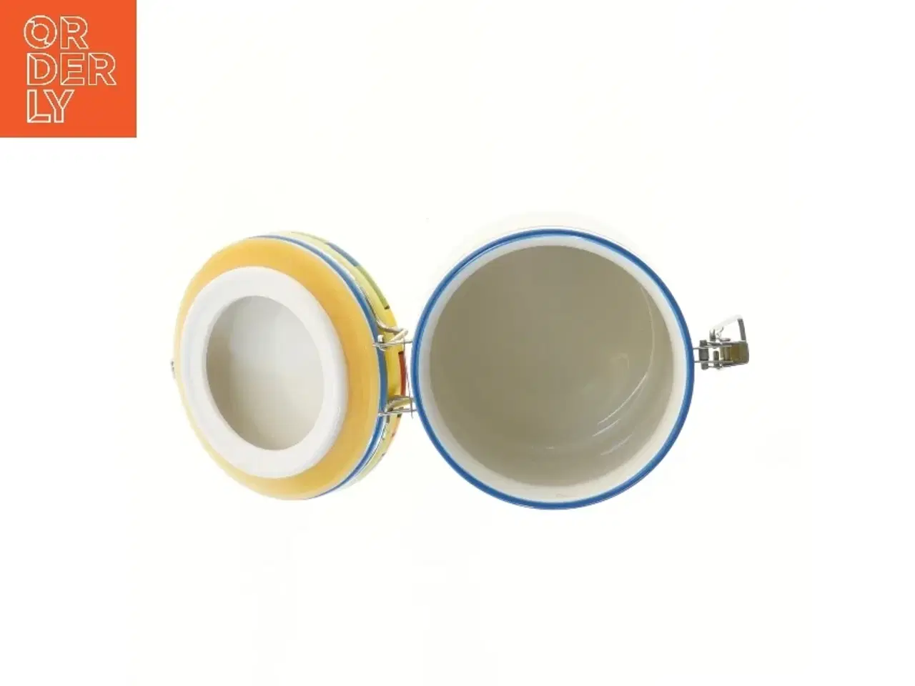 Billede 3 - Keramisk opbevaringskrukke med kliklåg Ø12,5 cm (str. Ø 12,5 cm længde 16 cm)