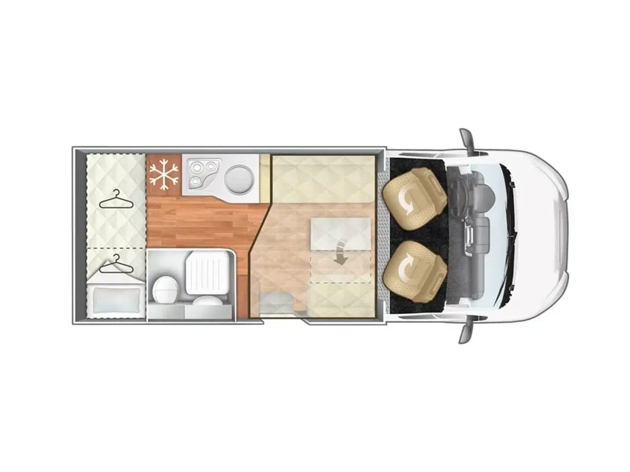 Billede 15 - 2023 - Rollerteam Kronos 230 TL Comfort Power Selekt   Spændende indretning med masser af gulvplads trods den beskedne længde