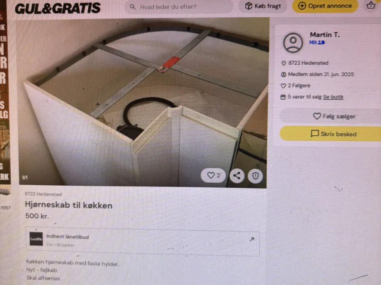 Billede 1 - KØBES : Køkken hjørneskab