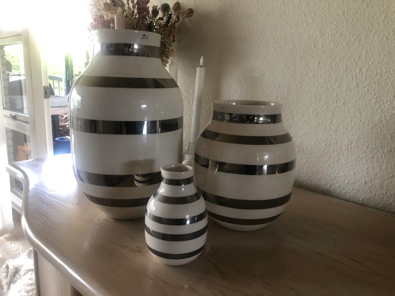 Billede 2 - Kahler vaser med sølv striber 3 stk 