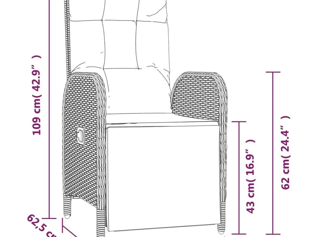 Billede 8 - Havestole med lænefunktion 2 stk. med bord polyrattan sort