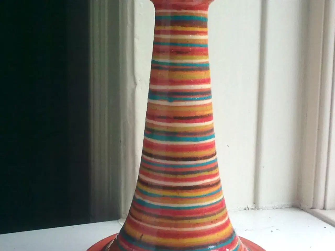 Billede 11 - Lertøj stribet multi glade farver brugskunst
