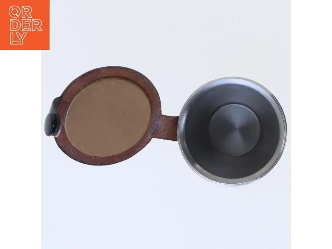 Billede 3 - Sammenklappelig rejsekrus i læderetui (str. Ø. 5 cm. længde. 4,5)