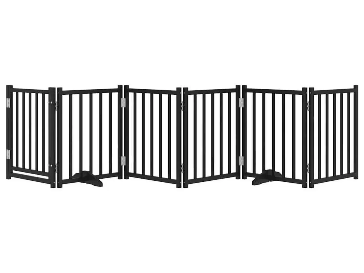 Billede 3 - Hundelåge m. dør 6 paneler 300 cm foldbar massivt gran sort