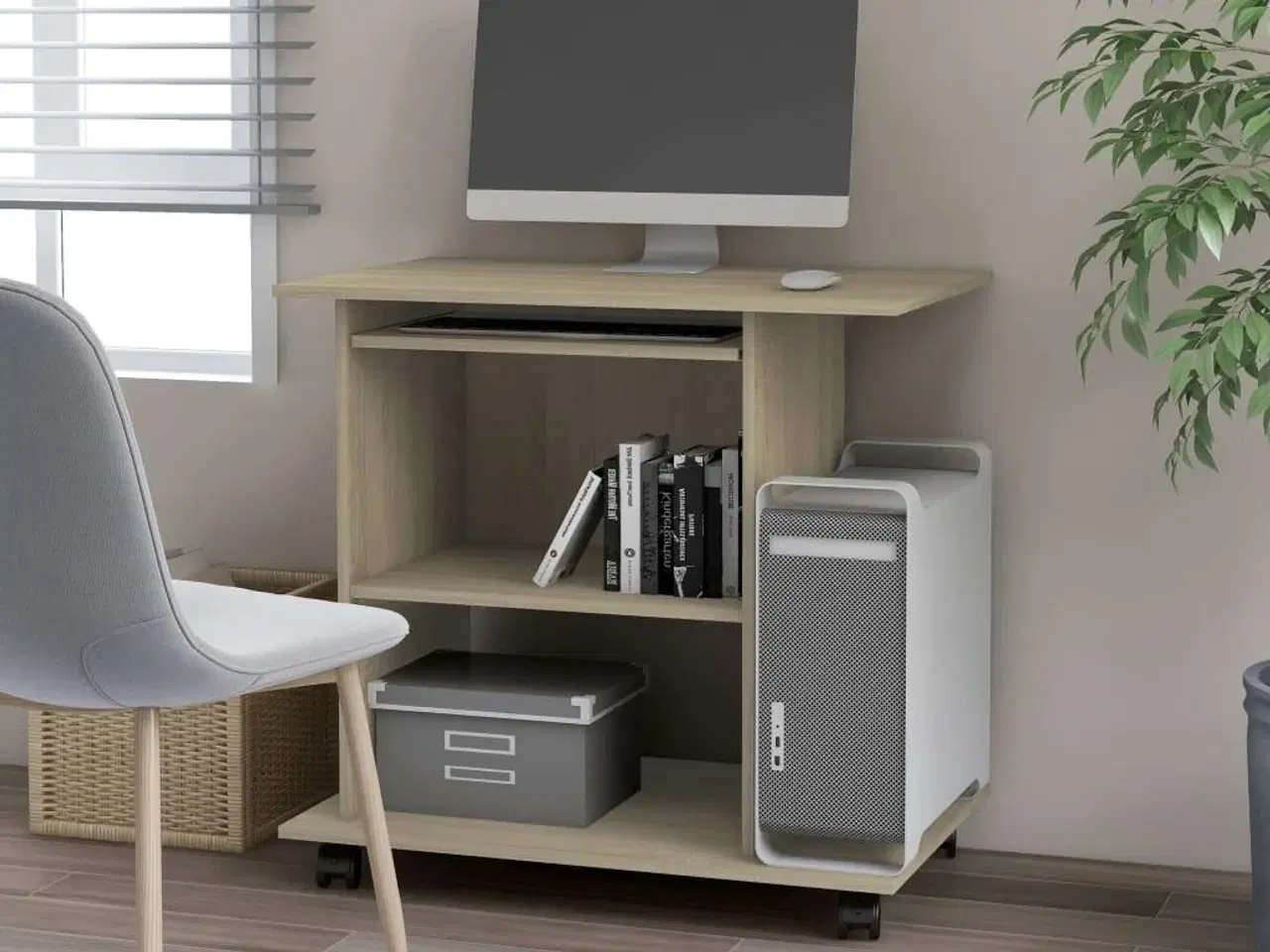 Billede 1 - Computerbord 80x50x75 cm konstrueret træ sonoma-eg