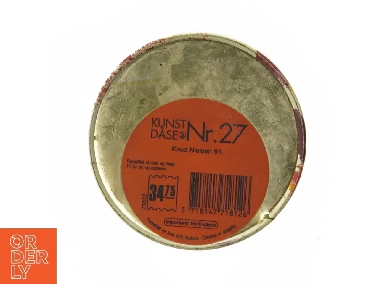 Billede 5 - Dekorativ dåse med abstrakt design fra Irma (str. Ø. 11,5. cm. længde. 15 cm)