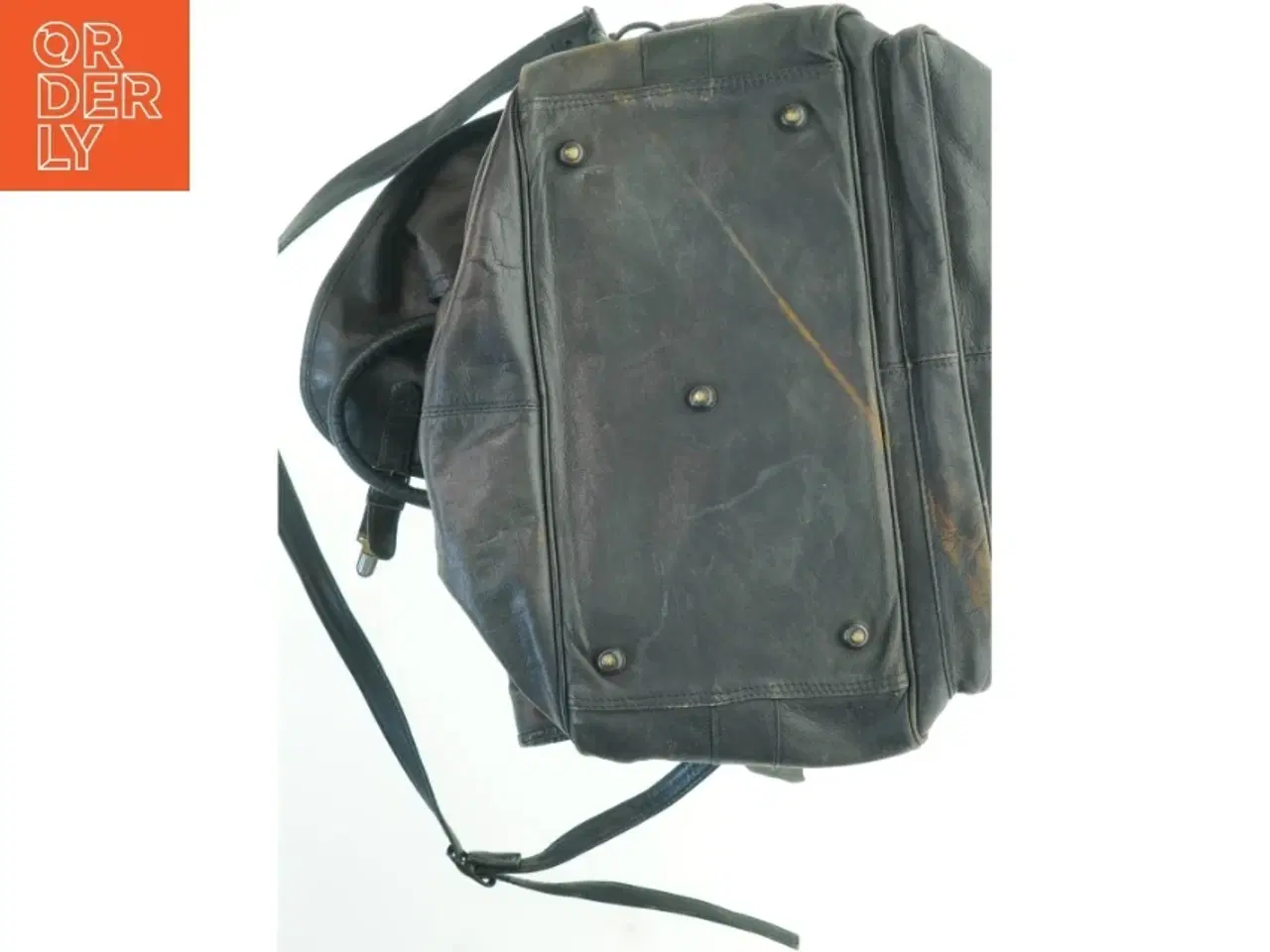 Billede 2 - Sort skuldertaske i læder (str. 47x37x27 cm)