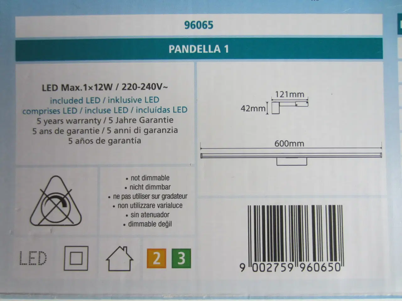Billede 6 - EGLO PANDELLA 1 LED lampe til 230V strømforsyning