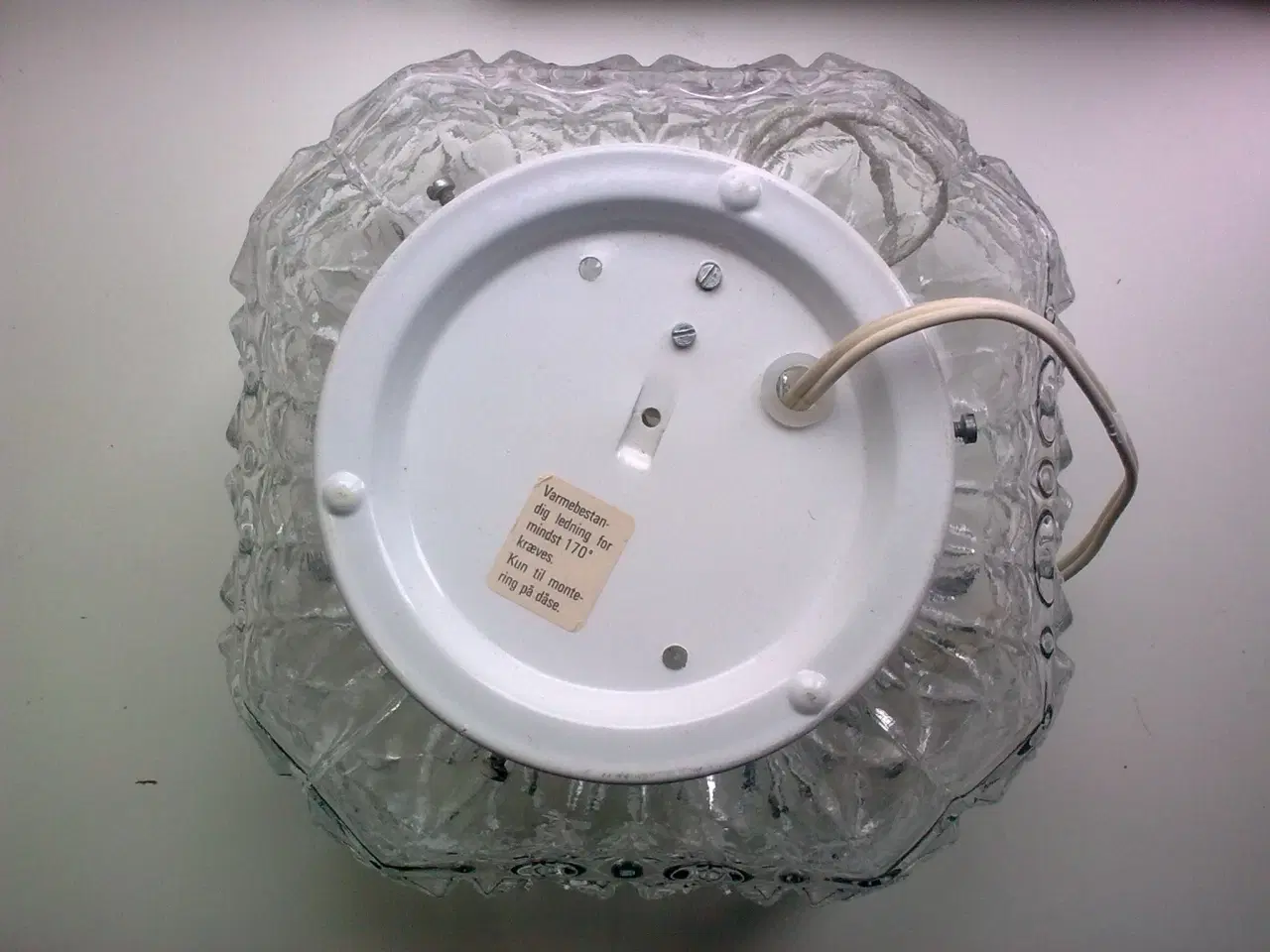 Billede 8 - Plafond firkant lampe klar reliefglas DANSK retro