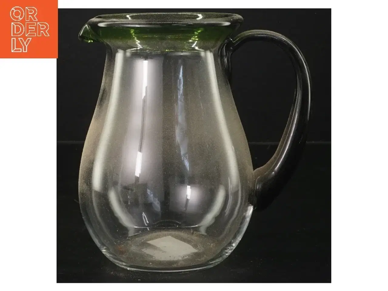 Billede 1 - Glas kande med grøn kant (str. 17x13 cm)