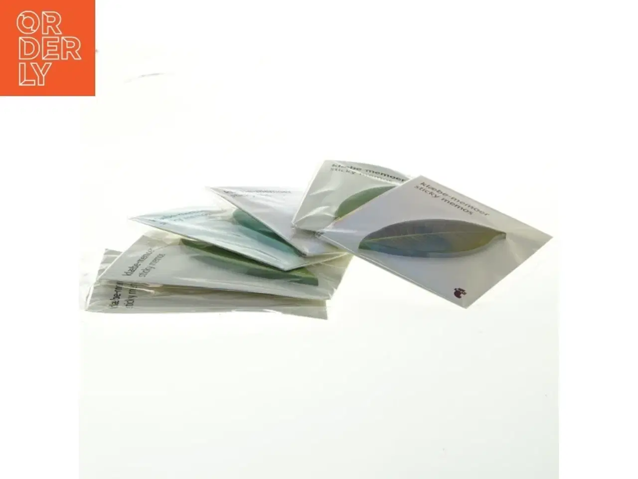 Billede 2 - Seks pakker selvklæbende memoer (post-it notes) med bladmotiv (10 cm)