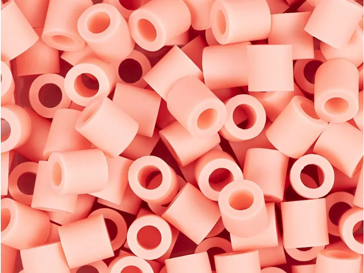 Billede 1 - NABBI BioBeads Rørperler, str. 5x5 mm, hulstr. 2,5 mm, medium, salmon (051), 1000stk./ 1 pk.
