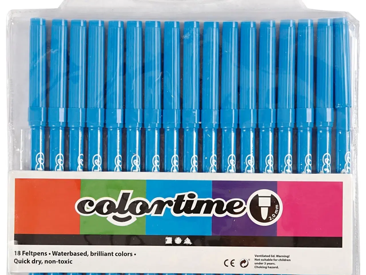 Billede 1 - Colortime Tusch, streg 2 mm, lyseblå, 18stk./ 1 pk.