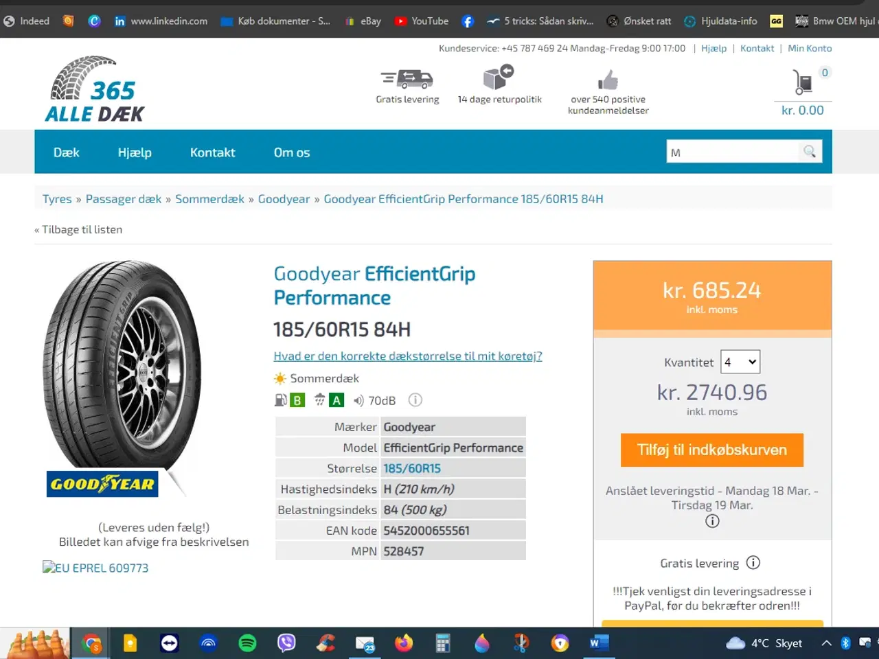 Billede 2 - Goodyear dæk som nye, 7 mm mønster, sender gerne 