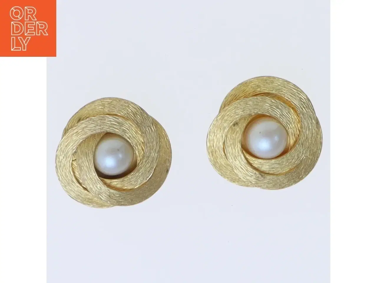 Billede 1 - Vintage klipsøreringe med perle (str. 35 mm)