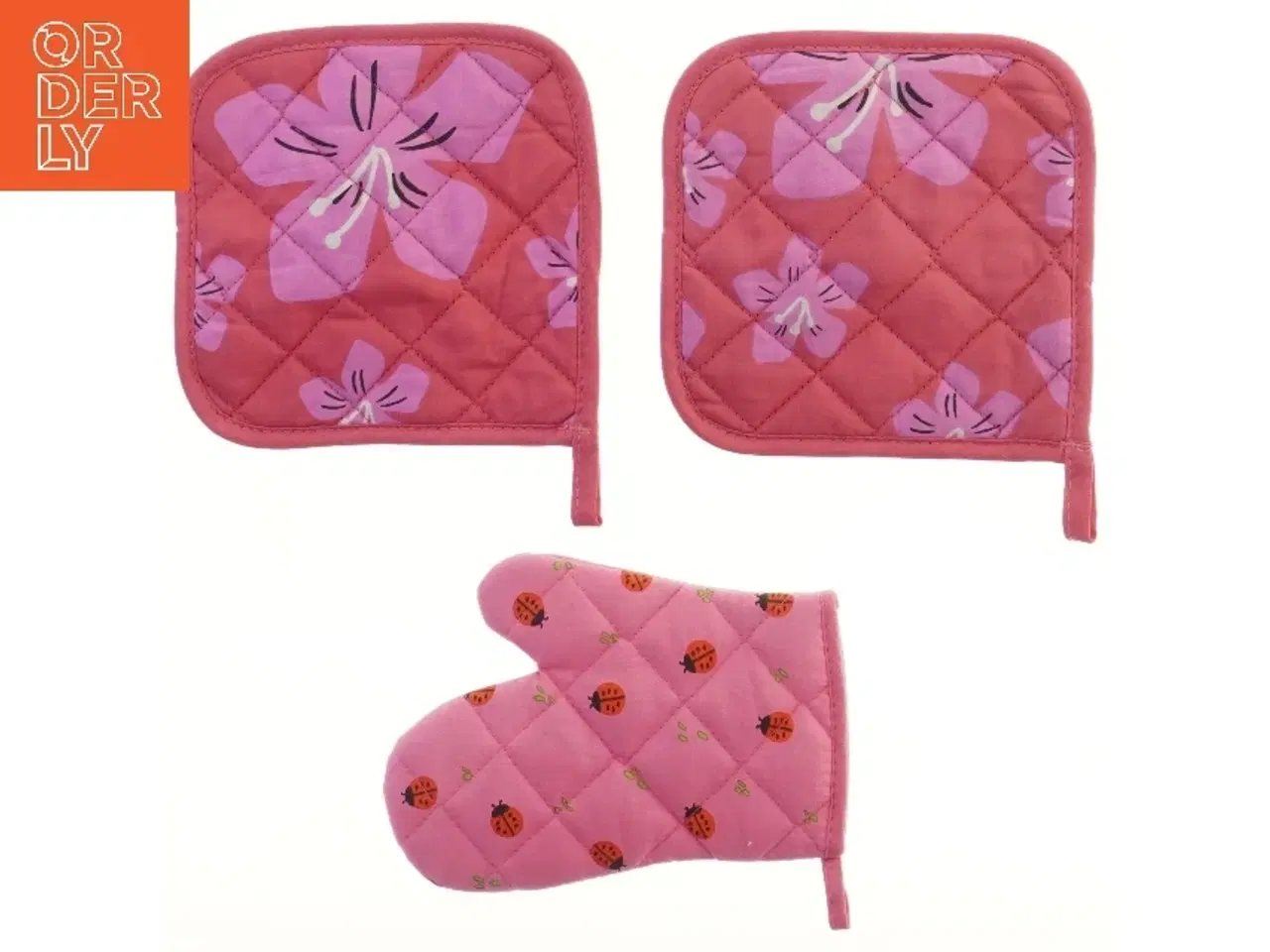 Billede 1 - Sæt med grydelapper og ovnhandske til børn (str. 18x18 & 20 cm)