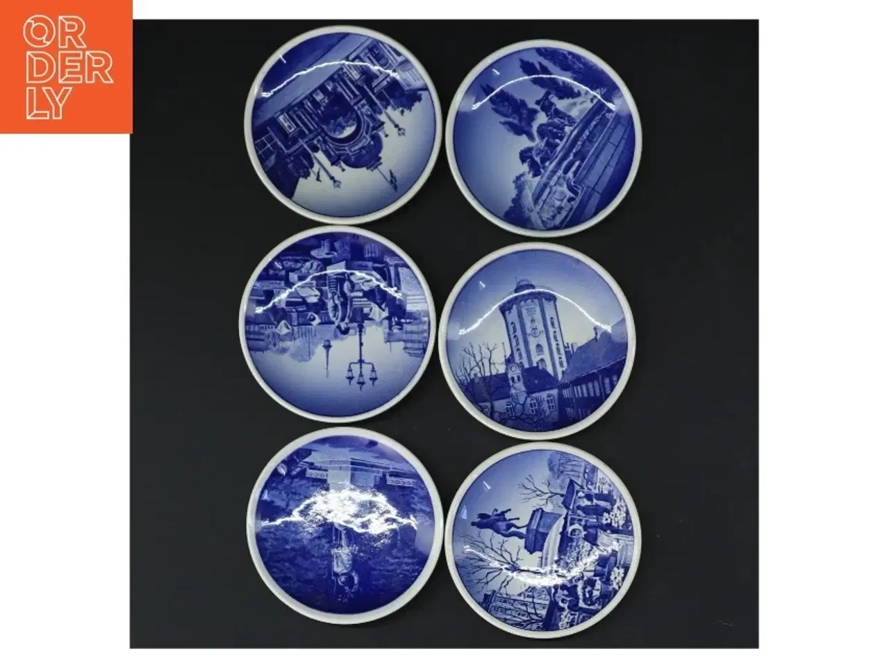 Billede 1 - Blå- og hvidmønstrede porcelænstallerkener fra Royal Copenhagen (str. Ø. 8,5 cm. 6 styk)