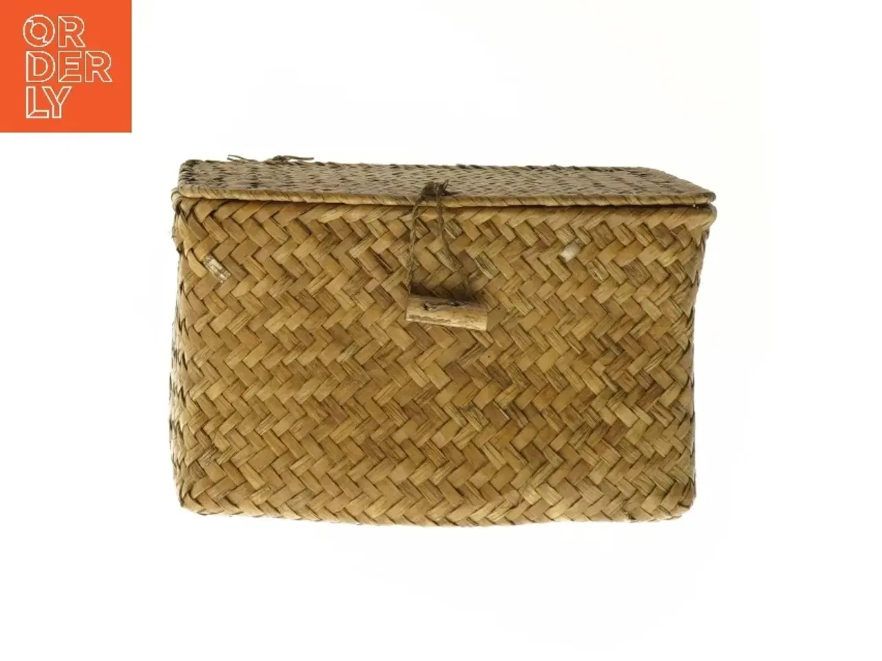 Billede 1 - Flettet opbevaringskurv med låg (str. 11x17x13 cm)