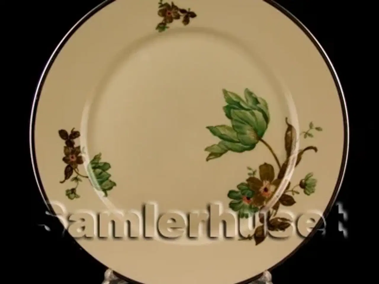 Billede 1 - Grøn Vallø Platin Tallerken Flad 24 ½ cm.