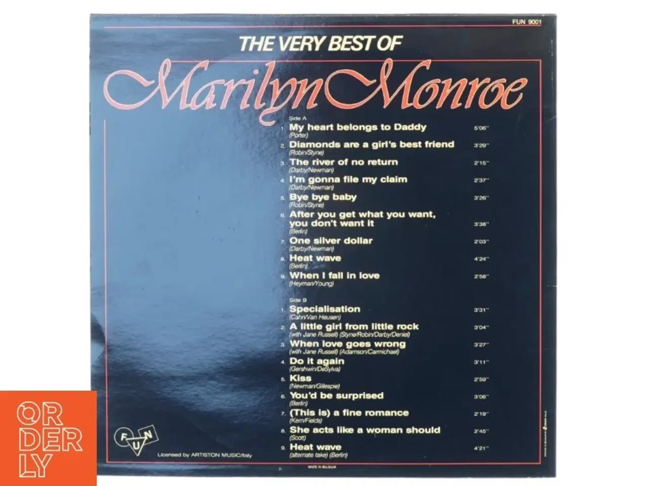 Billede 2 - LP "The very best of Marilyn Monroe" fra Fun (str. 31 x 31 cm)
