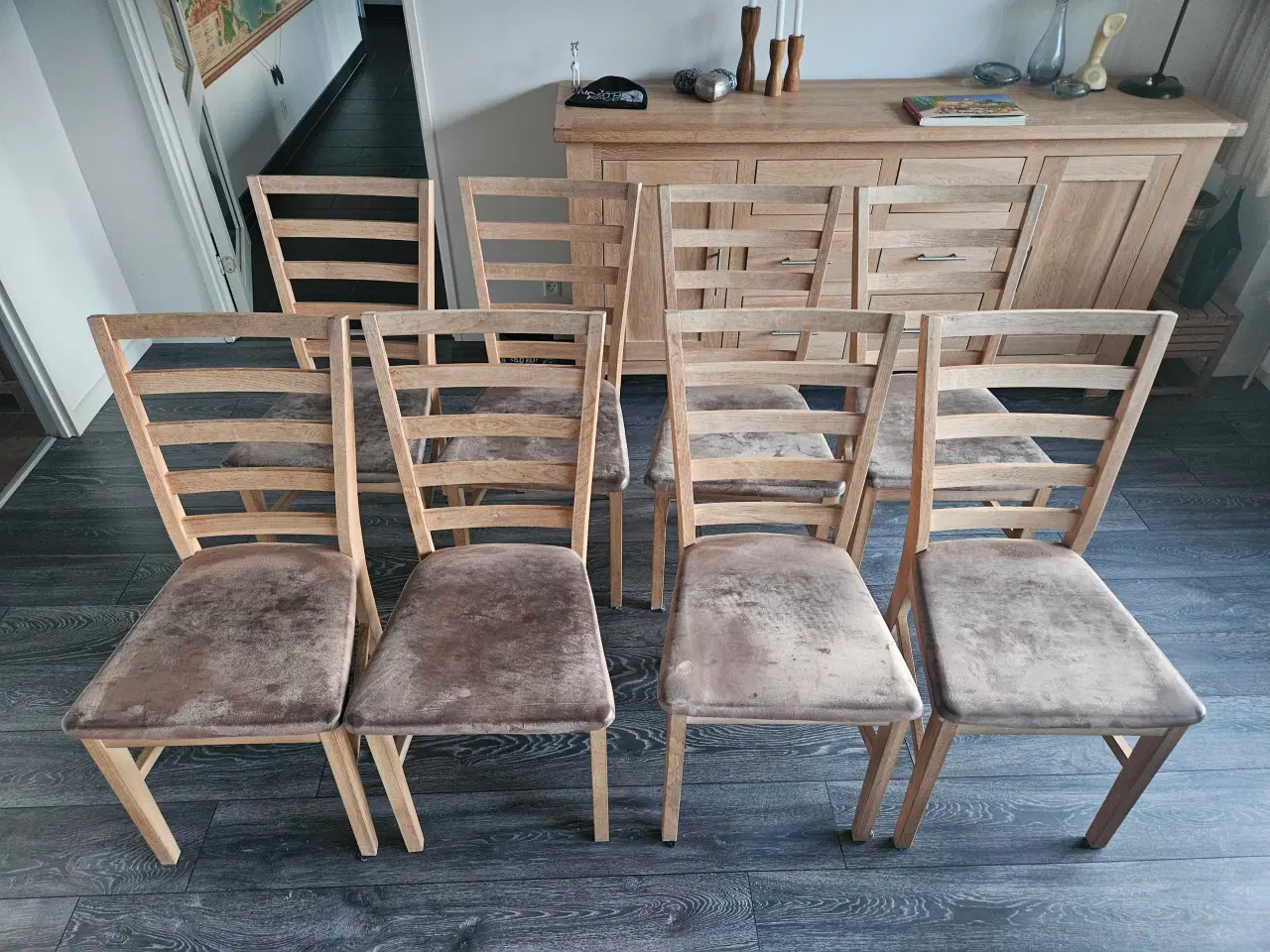 Billede 1 -  8 stk Spisebordsstole i egetræ.