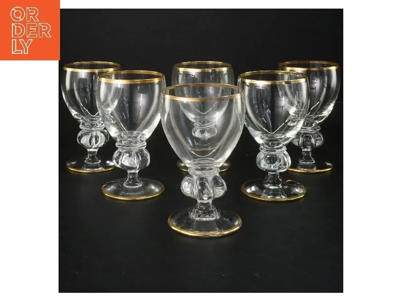 Billede 1 - Sæt af 6 glas med guldkant (str. 6 stk Ø 7 cm længde 11,5 cm)