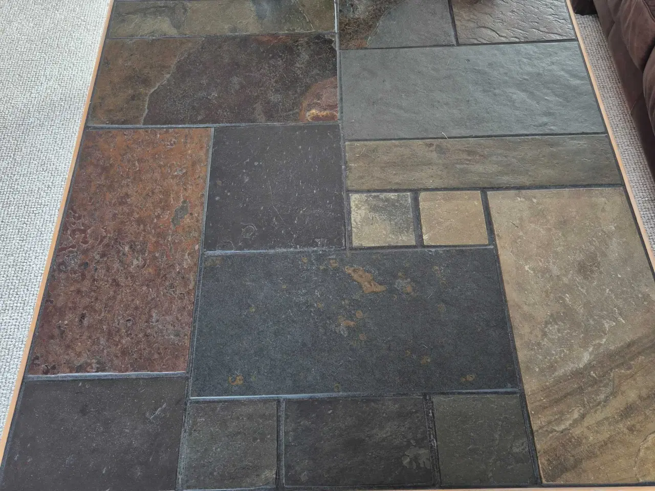 Billede 3 - Sofabord lyst bøgetræ m. Skiferfliser