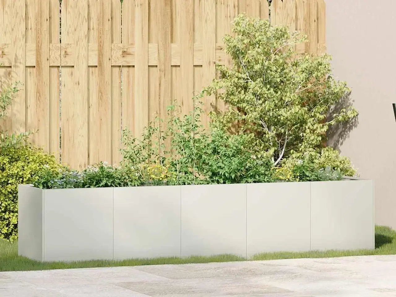 Billede 3 - Plantekasse hvid 200x40x40 cm koldvalset stål