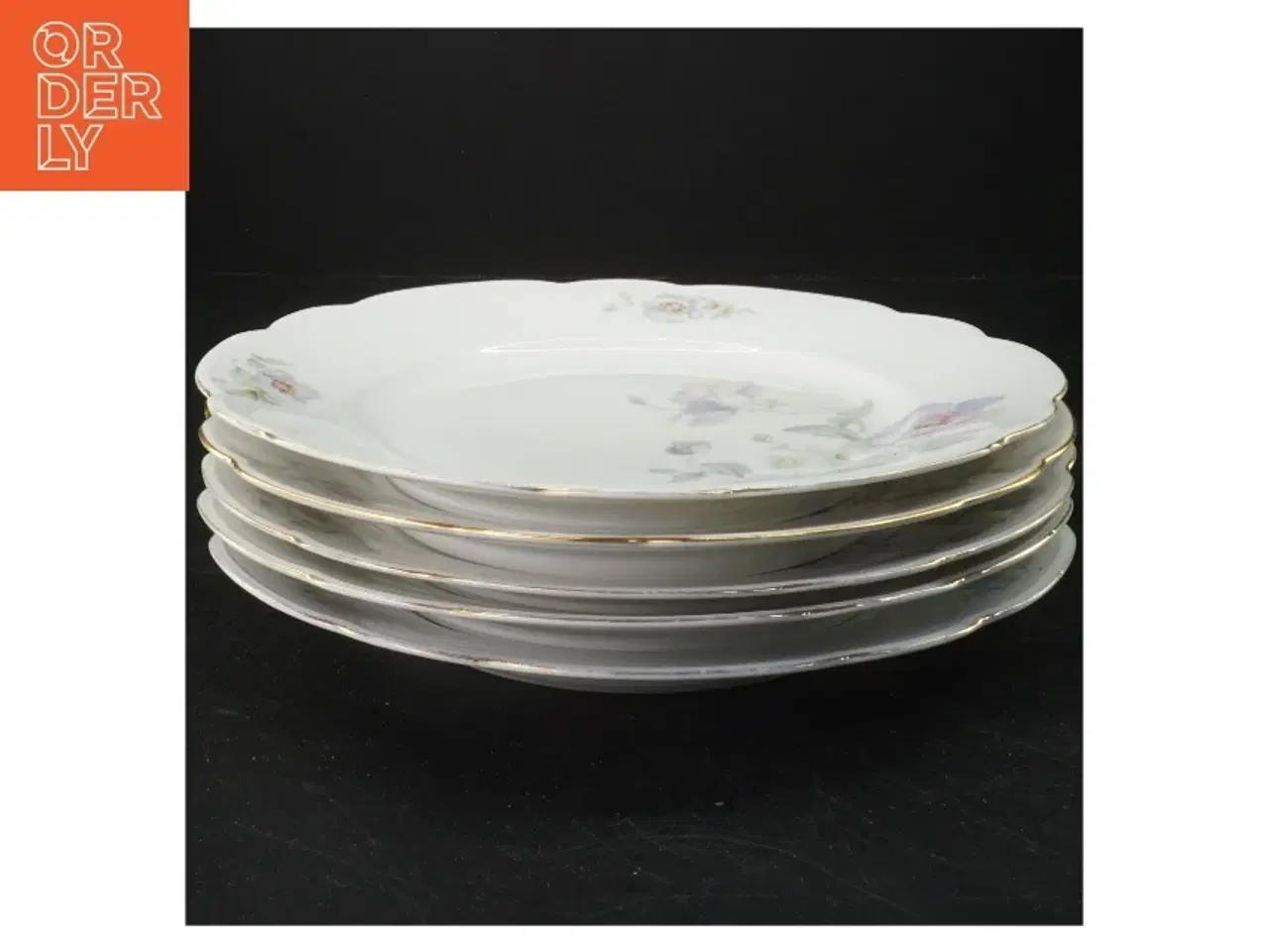 Billede 1 - Porcelæn tallerkener med blomstermønster (str. Ø 25 cm)