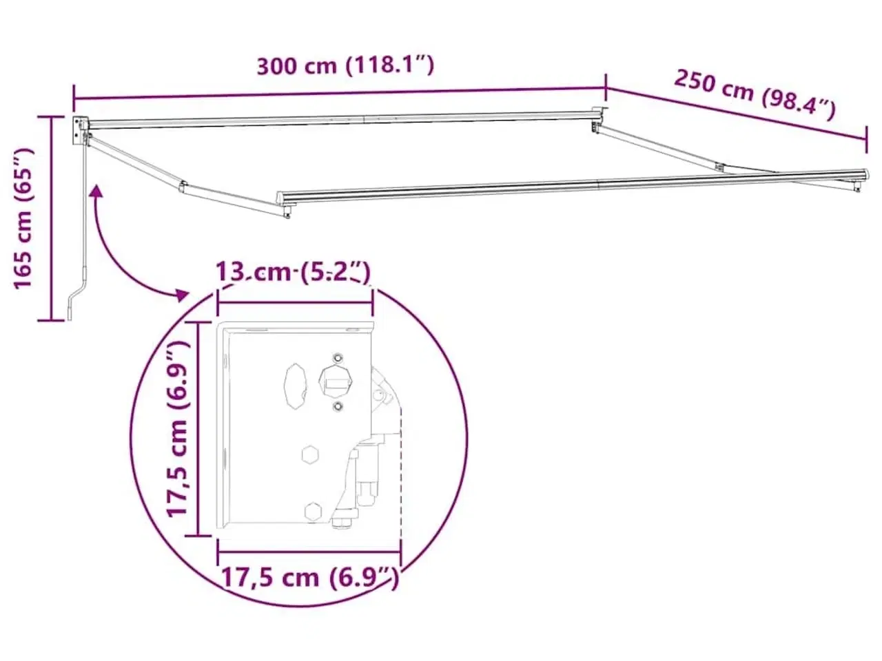 Billede 10 - Markise Antracit 3 x 2,5 m Metal