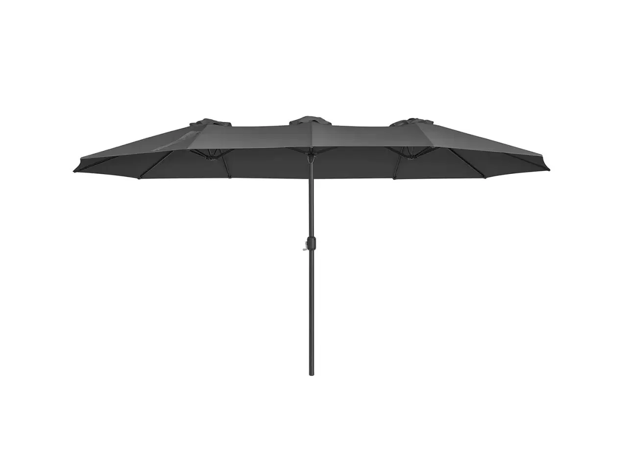 Billede 1 - Parasol dobbelt 460 × 270 cm stor terrasseparasol med svej, UPF 50+, håndsving, grå (uden base)