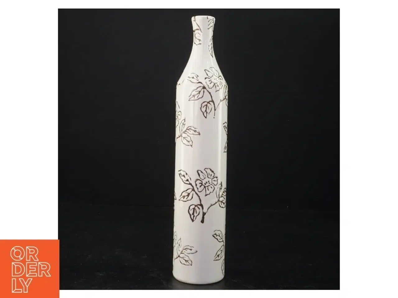 Billede 1 - Dekorativ keramik vase med blomstermotiv (str. 28 x 5 ,5 cm)