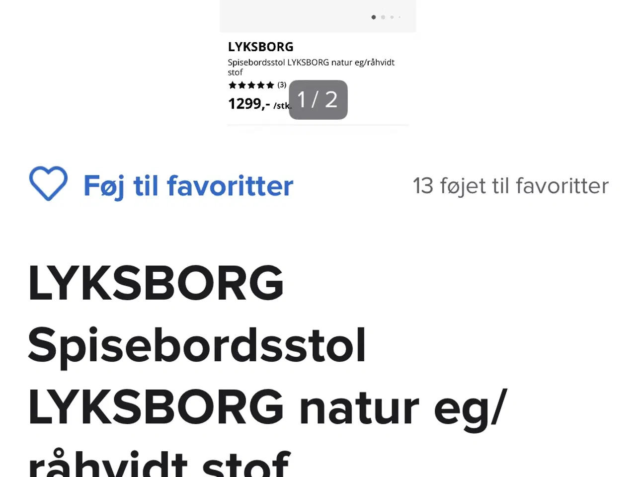 Billede 2 - Søges - Lyksborg spisebordsstol 