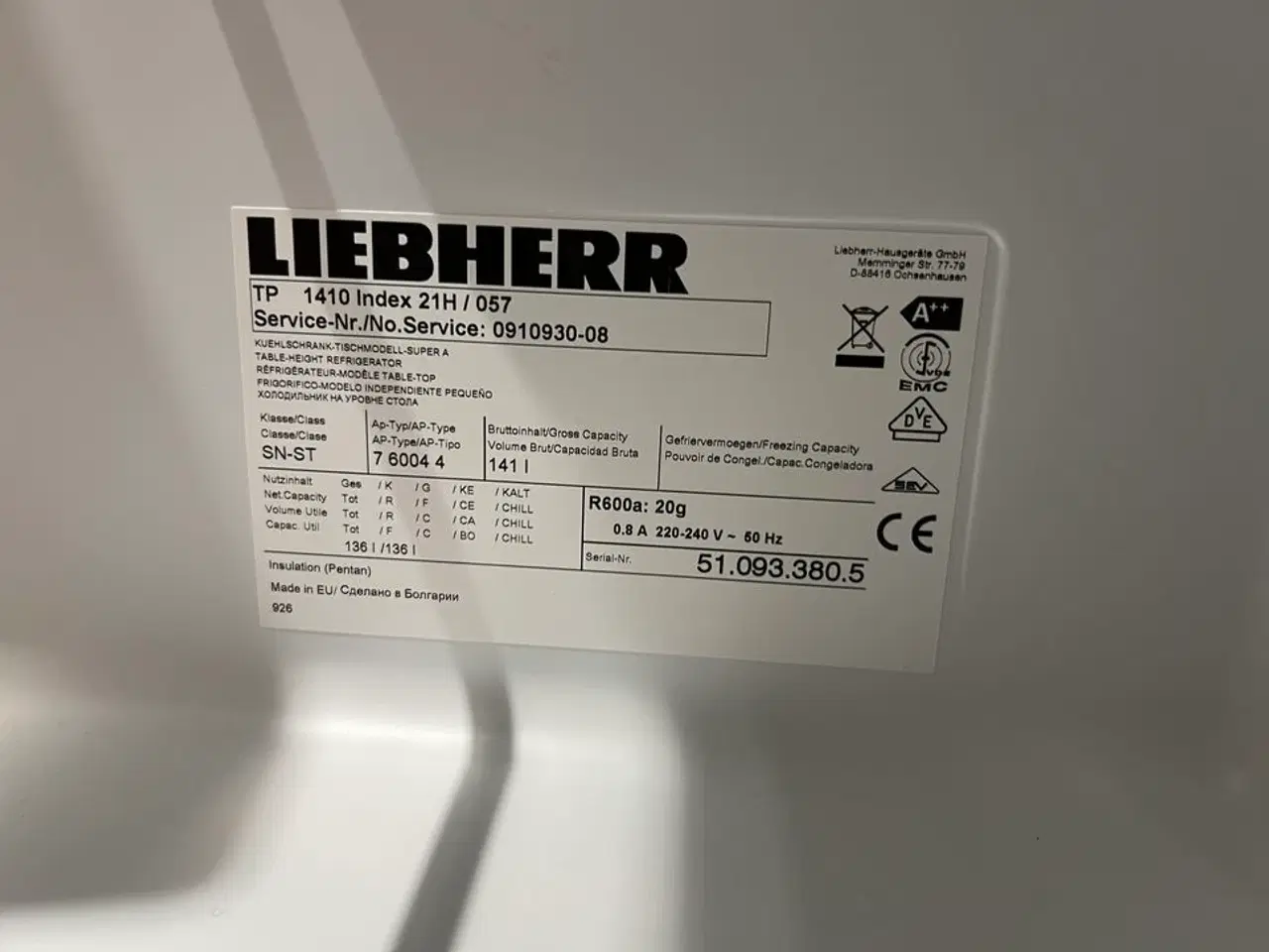 Billede 4 - Køleskab LIEBHERR TP 1410