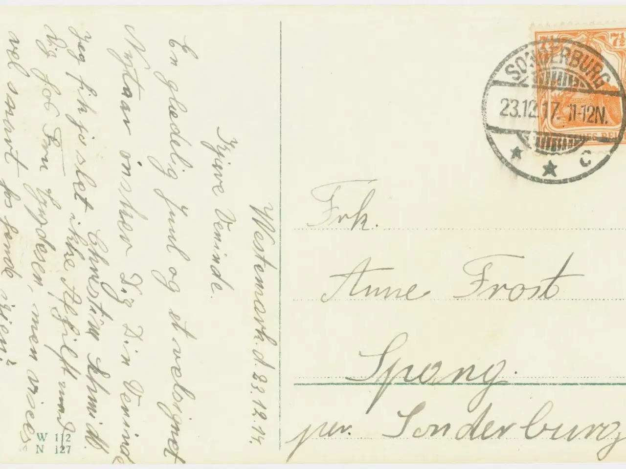 Billede 1 - Postkort til Spang, 1917